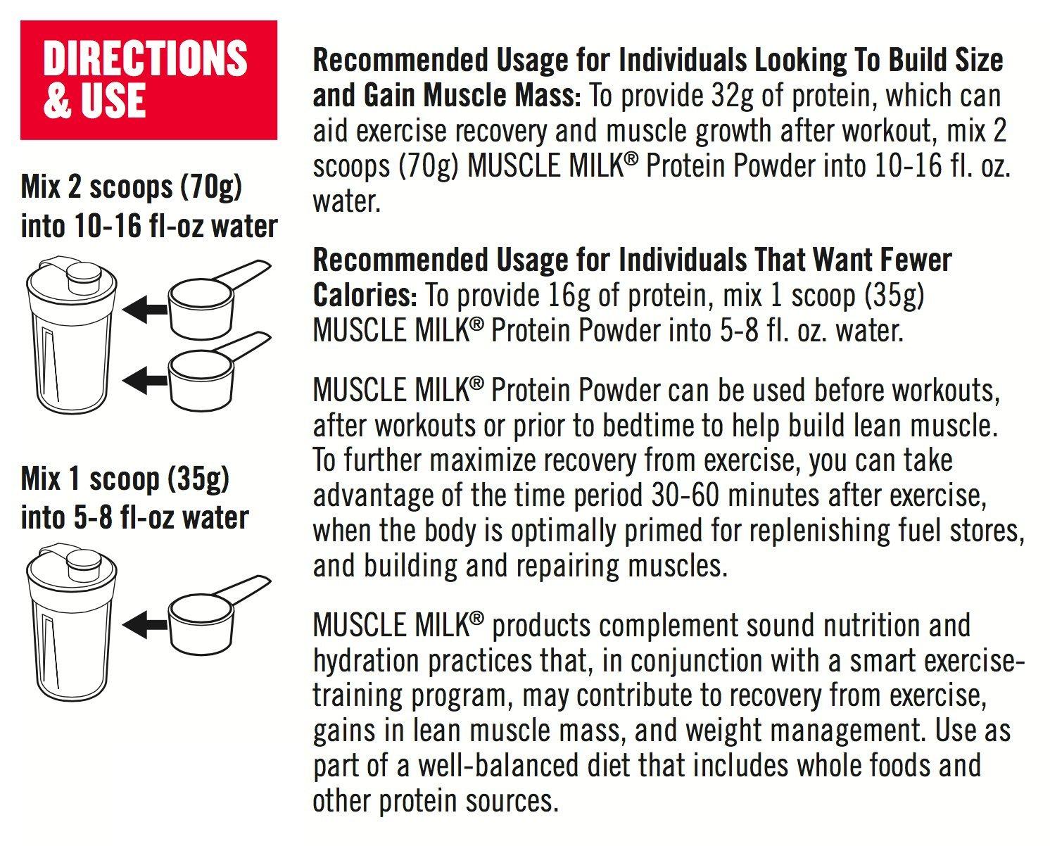 Muscle Milk Muscle Milk Genuine Protein Powder, Natural Chocolate, 2.47 Pound, 16 Servings, 32g Protein, 2g Sugar, Calcium, Vitamins A, C & D, NSF Certified for Sport, Energizing Snack, Packaging May Vary