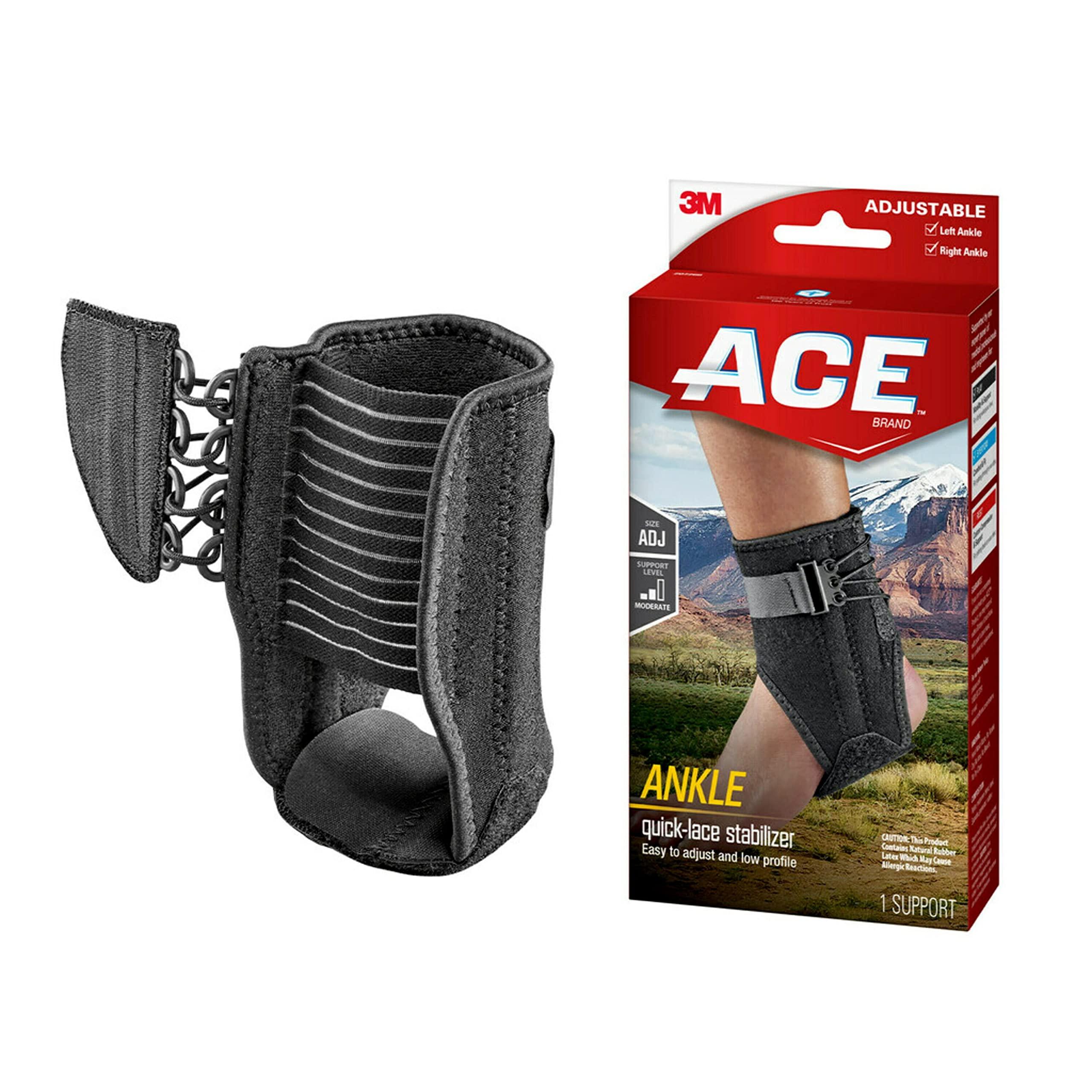 ACE ACE Ankle Brace with Side Stabilizers, Adjustable, Black, 1/Pack (Pack of 2)