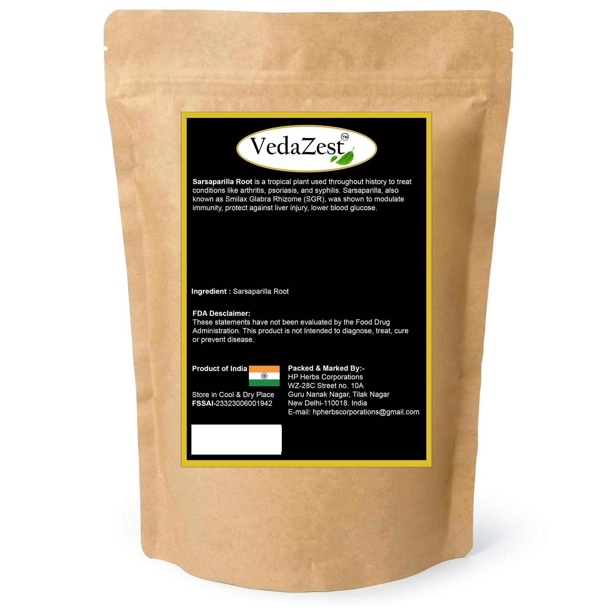 Vedazest Vedazest Natural Sarsaparilla Root Powder, 100g/3.5 oz, Hemidesmus Indicus Sasparilla, Sarsparilla Root Powder, Zarzaparrilla, Cut & Sifted, Sassafras Root Powder (100g)