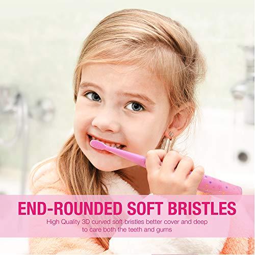 Vekkia Vekkia Kids Electric Toothbrush Replacement Heads - 7X More Plaque Removal, End-Rounded 3D Curved Soft Bristles, Comfortable & Efficient Clean Teeth, Perfect for Kid Small Mouth, Pink (4 Pack)