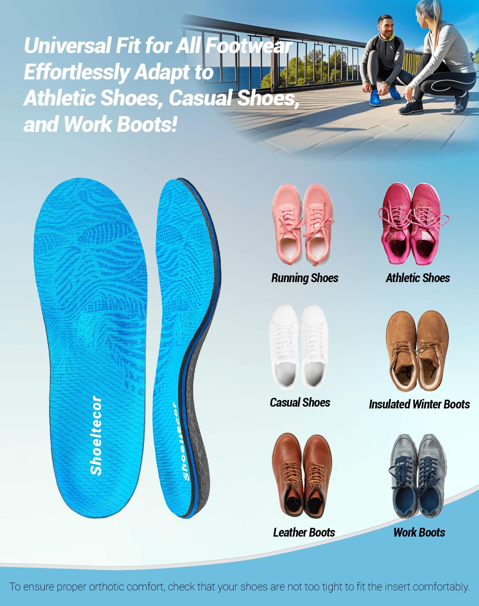 Shoeltecor Shoeltecor Insoles Relieve Plantar Fasciitis Overpronation Heel Pain,Correction of Flat feet and High Arch,Providing Excellent Shock Absorption and Cushioning,Bundle with Manual Foot Massagers