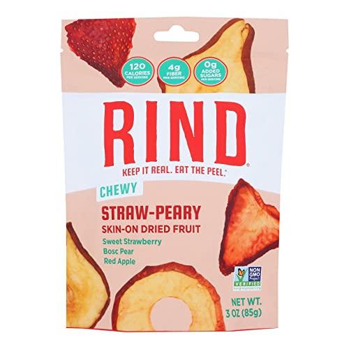 RIND Snacks Rind Straw-Peary Blend Chewy Dried Fruit, No Added Sugar, Non GMO, 3 Ounces (Pack Of 12)