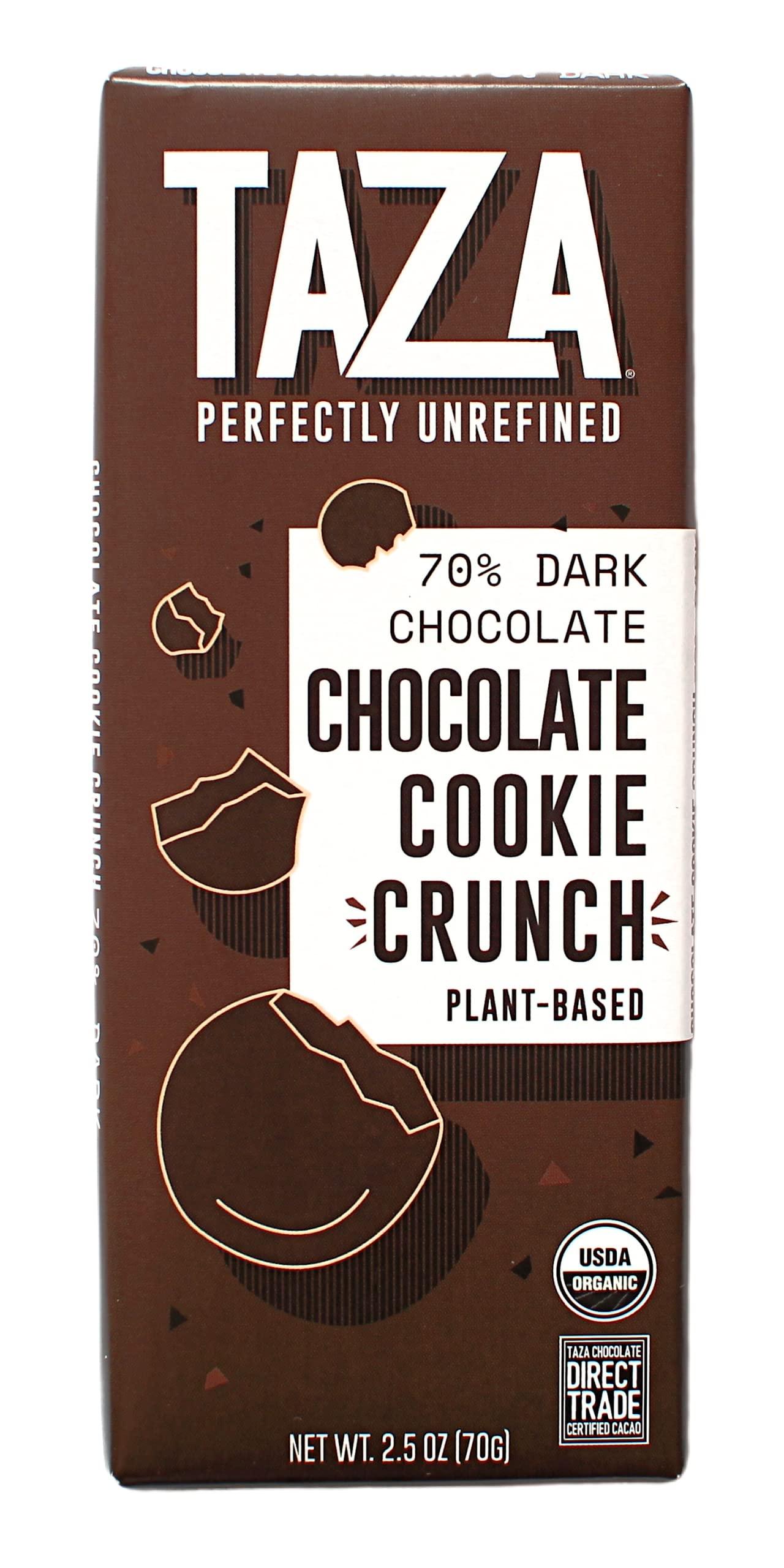 Taza Chocolate Taza Chocolate Organic Smooth & Crunchy Bars 70% Stone Ground, Chocolate Cookie Crunch 2.5 Ounces (10 Count), Vegan