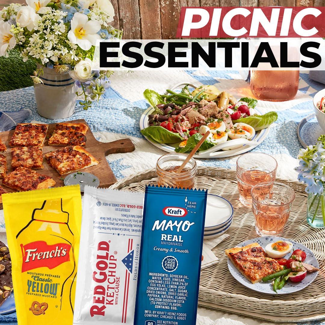 Velvet Nook Individual Condiment Packets Variety Pack 150-Count - 50 Packs of Each: Ketchup Packets, Mayo Packets and Mustard Packets Single Serve - Perfect Mini Travel Condiments for BBQ, Picnic, Events