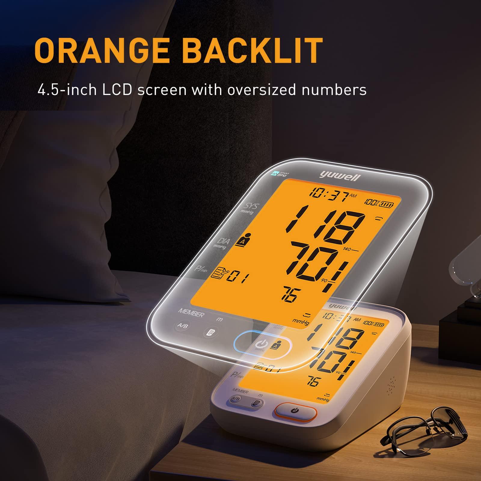 yuwell yuwell Blood Pressure Monitors/Machine for Home Use, Automatic Digital BP Cuff 17.7 inch, Largest Backlit Display, AC Adapter, 2-Users, 198 Recordings,Style 680 Series
