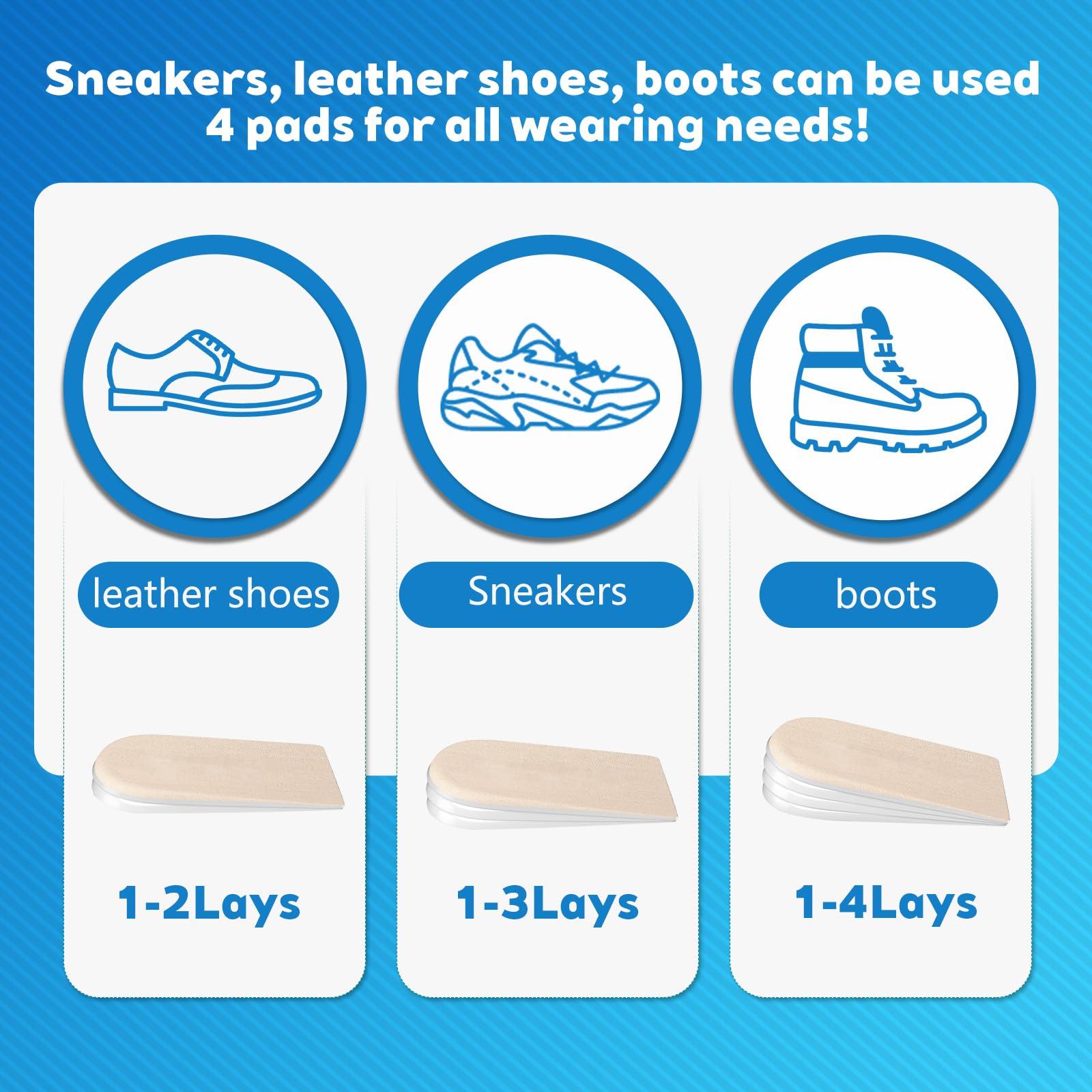 PrettSole PrettSole 5mm to10mm Heel Lifts(2 Layers), Height Increase Insoles for Leg Length Discrepancy - Large Shoe Lifts for Men, Shoe Inserts Comfort Half Foot Pads for Heel Pain - 1 Pair