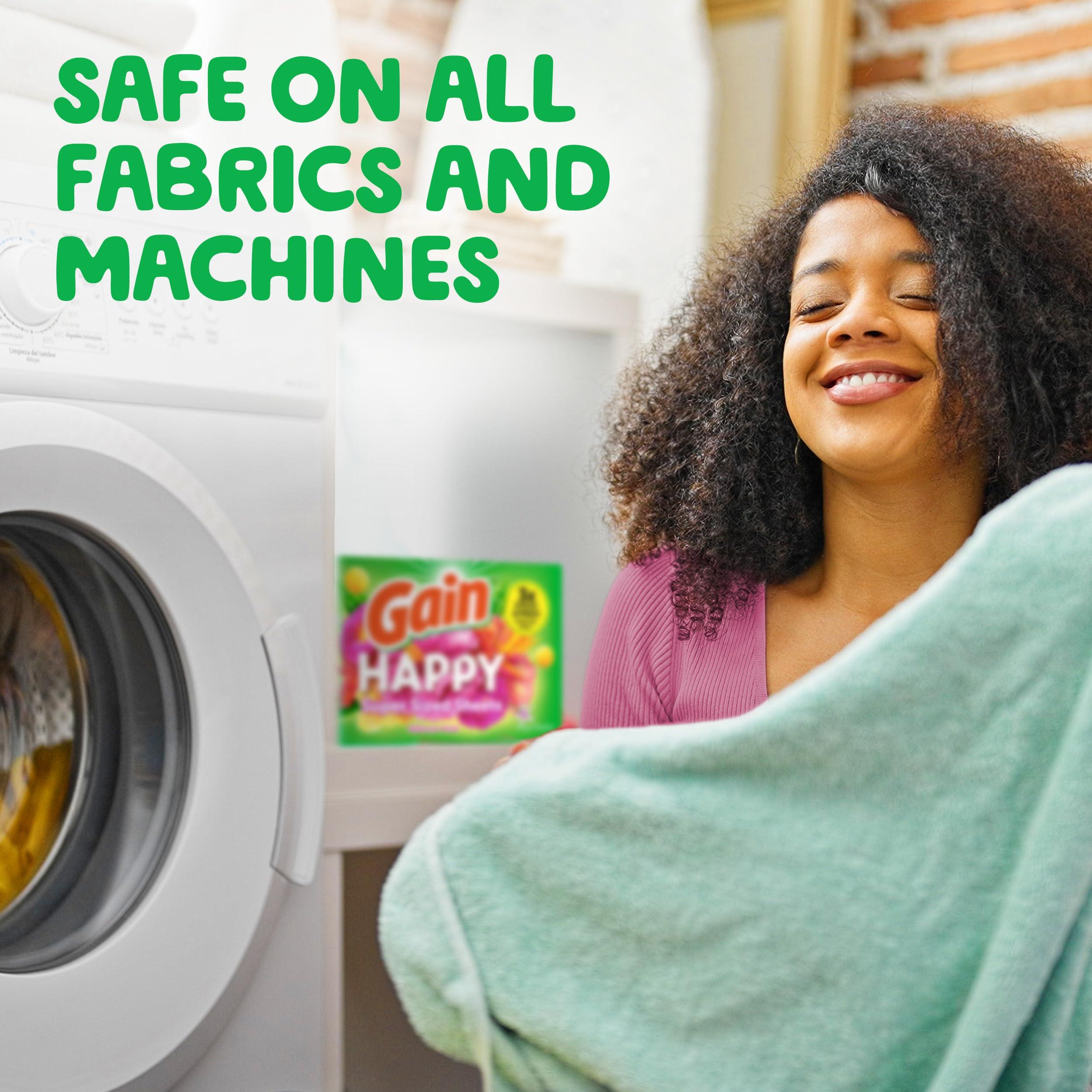 Gain Gain Super Sized Dryer Sheets, Laundry Fabric Softener, Happy, 130 Count