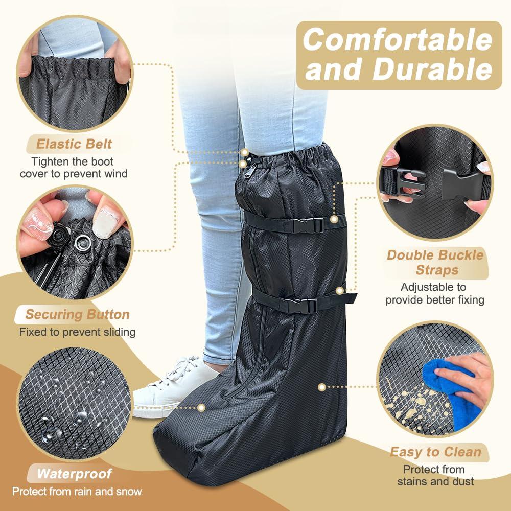 ECISZ ECISZ Walking Boot Cover Tall Medical Cast Fracture Boot Foot Cast Cover Orthopedic Brace Air Walker Boot Covers for Women Men Outdoor Rain Winter Snow Boot Protector Foot Support with Sole (Black)