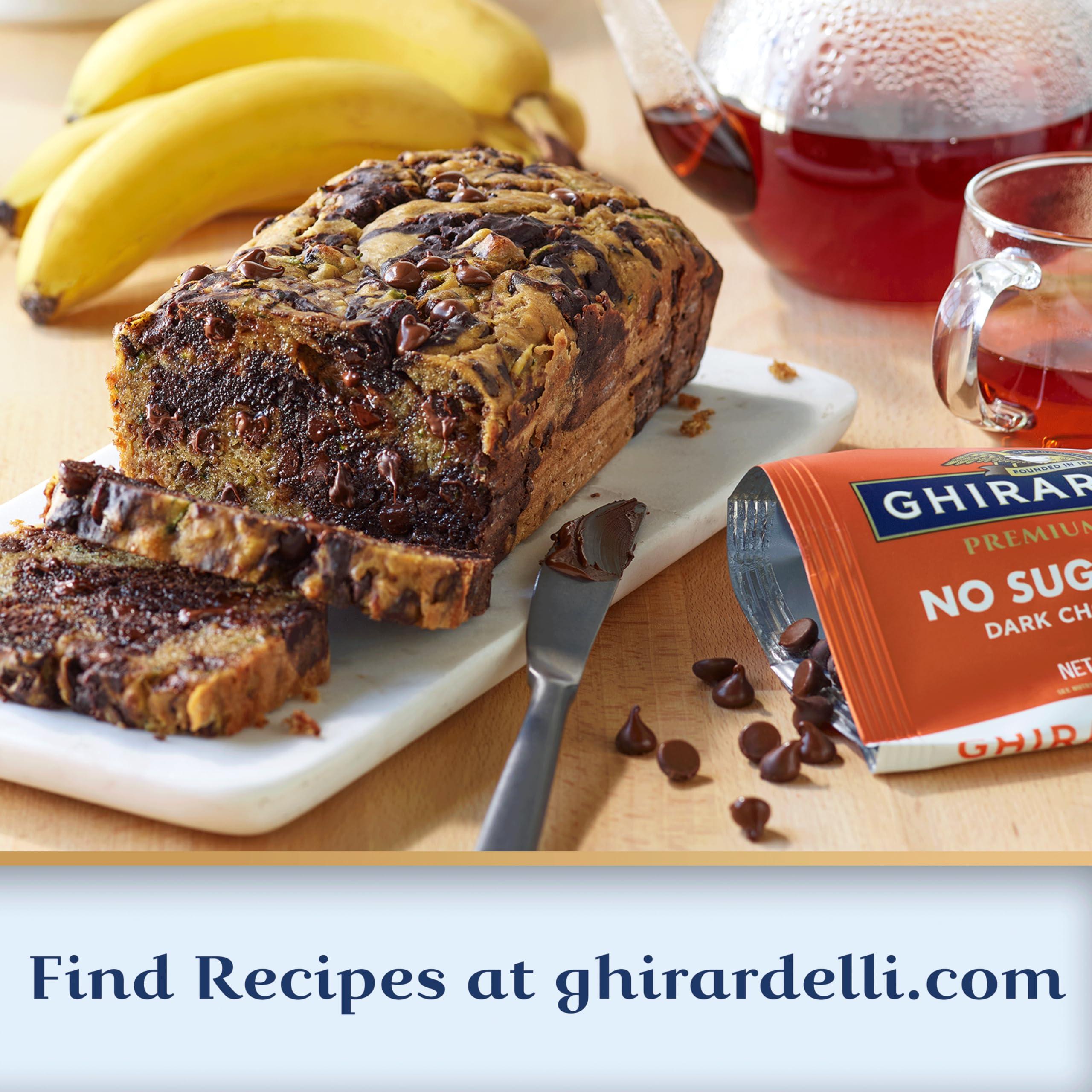 Ghirardelli Chocolate Company GHIRARDELLI No Sugar Added Dark Chocolate Chips for Baking, Premium Baking Chips, 8 OZ Bag