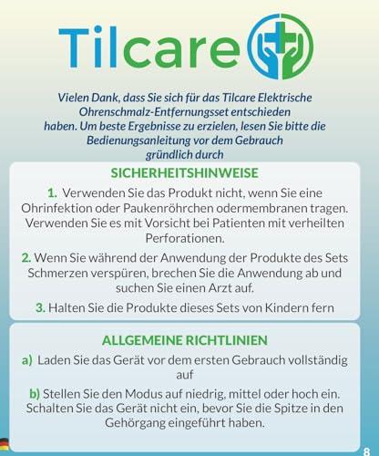 Tilcare Electric Ear Wax Removal Kit by Tilcare - Rechargeable Ear Cleaning Machine for Ear Irrigation - Complete Ear Flush Kit for Adults & Kids - Ear Lavage System with Otoscope, Microfibre Towel & 30 Tips