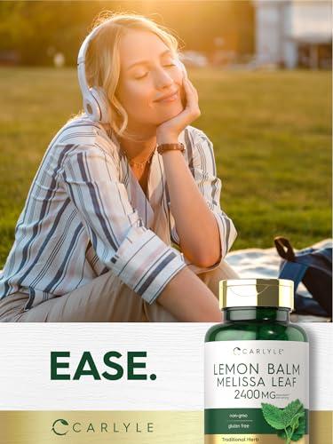 Carlyle Carlyle Lemon Balm Capsules | 200 Count | Non-GMO and Gluten Free Formula | Melissa Leaf Traditional Herbal Supplement | Super Concentrated Extract