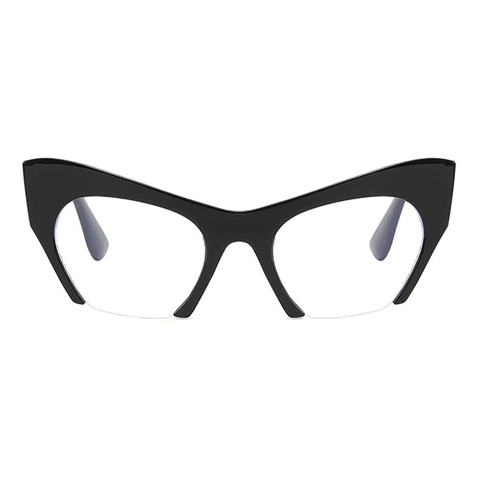 helena Cat Eye Reading Glasses for Women fashion half frame FrameComputer Readers Oversized Blue light Blocking Eyeglasses (black, 3, multiplier_x)