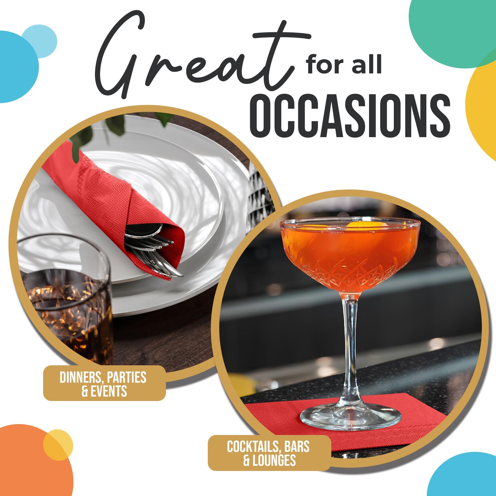 Exquisite 100 Pack Red Paper Napkins Disposable, 2 Ply Party Napkins, Red Disposable Napkins, Fun Napkins Everyday - Red Napkins Great As Luncheon Napkins Or Dinner Napkins Paper Exquisite