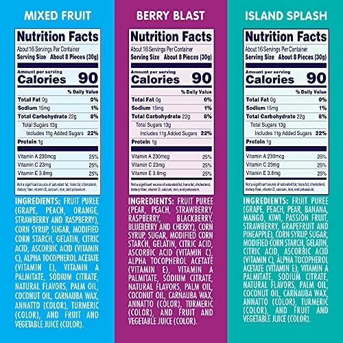 Welch's Welch\'s Juicefuls Juicy Fruit Snacks, Mixed Fruit, Berry Blast & Island Splash Fruit Gushers Variety Pack, Great For School Lunches, Gluten Free, 4 Oz Individual Single Serve Bags (Pack Of 12)