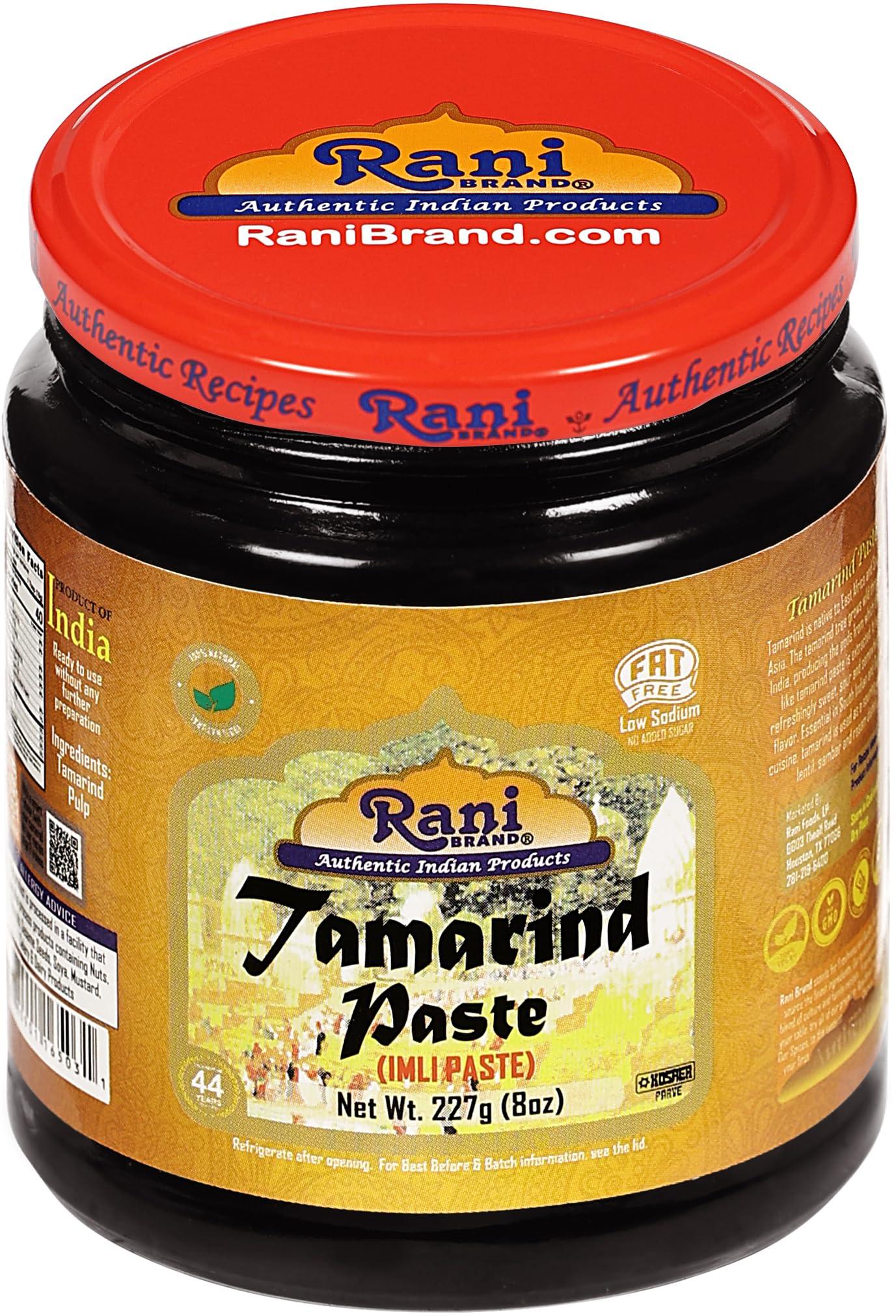 Rani Brand Authentic Indian Products Rani Tamarind Paste Puree (Imli) 8oz (227g) Glass Jar, No added sugar ~ All Natural | Vegan | Gluten Free | No Colors | NON-GMO | Kosher | Indian Origin