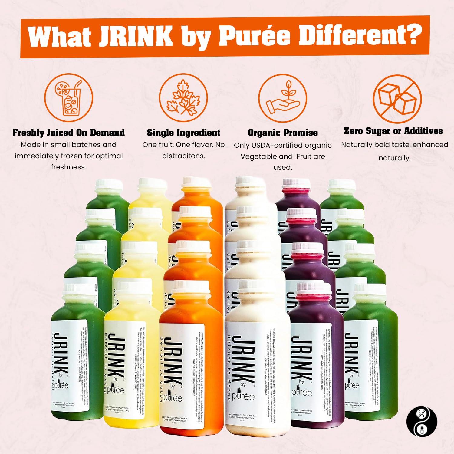 JRINK by Pure JRINK by Pure Easy Juice Cleanse, Cold-Pressed Juice, Nothing Added, Frozen for Maximum Freshness, No Pasteurization, No HPP, Nothing Added. (24)