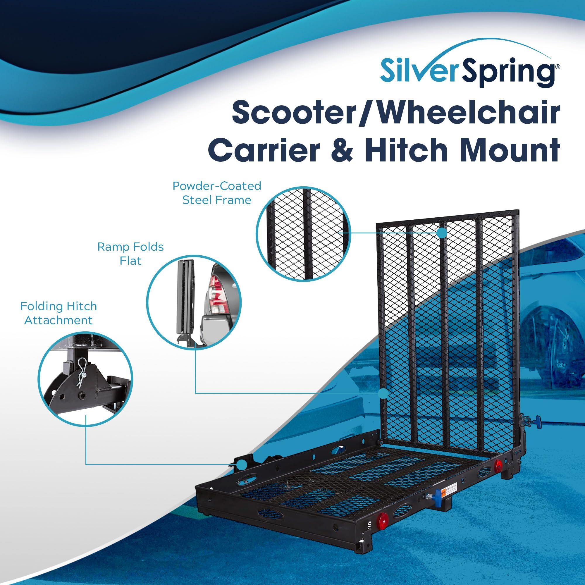 Silver Spring Silver Spring 48" x 27.75" Folding Steel Scooter Wheelchair Carrier w/42" Ramp, 500 lb. Cap, Hitch Mount