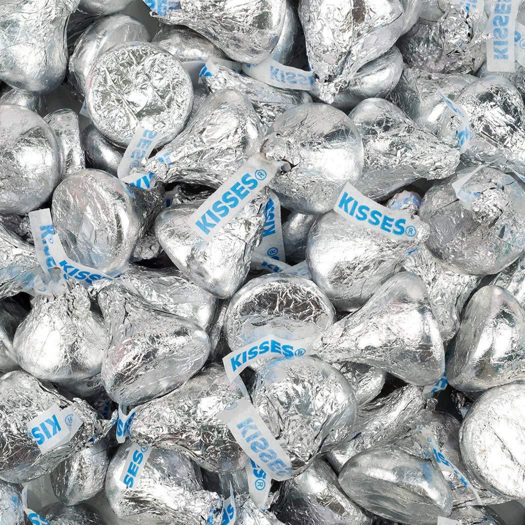 WH Candy Bulk Chocolate Silver Foil KISSES Candies 3lb bag
