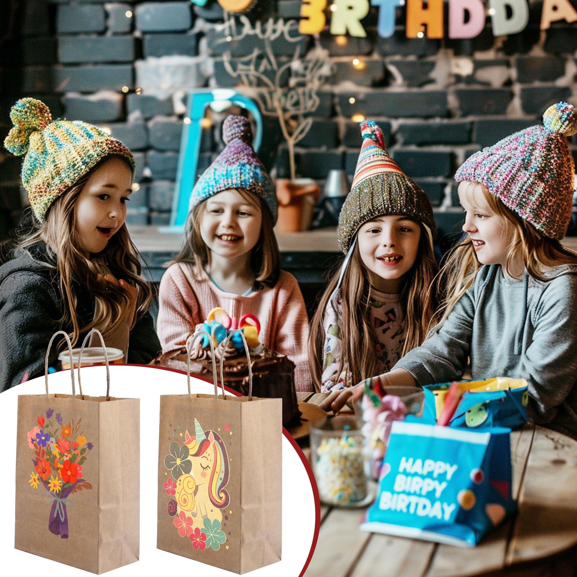 Garandad 200Pack paper bags with handles8.1x5.9x3.1 Inchpaper bags with handles bulkgift bags bulkbrown gift bagsbolsas de papel para negocioPaper Bags Bulk for Birthday Party Favors, Shopping, Retail