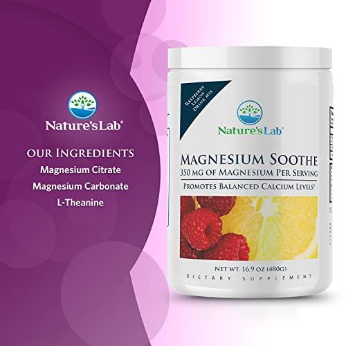 Nature's Lab Nature's Lab Magnesium Soothe Powder 350mg - Promotes Balanced Calcium Levels, Muscle & Nerve Function, Energy Production, and Overall Cardiovascular Health - 16.9 oz (100 Servings)