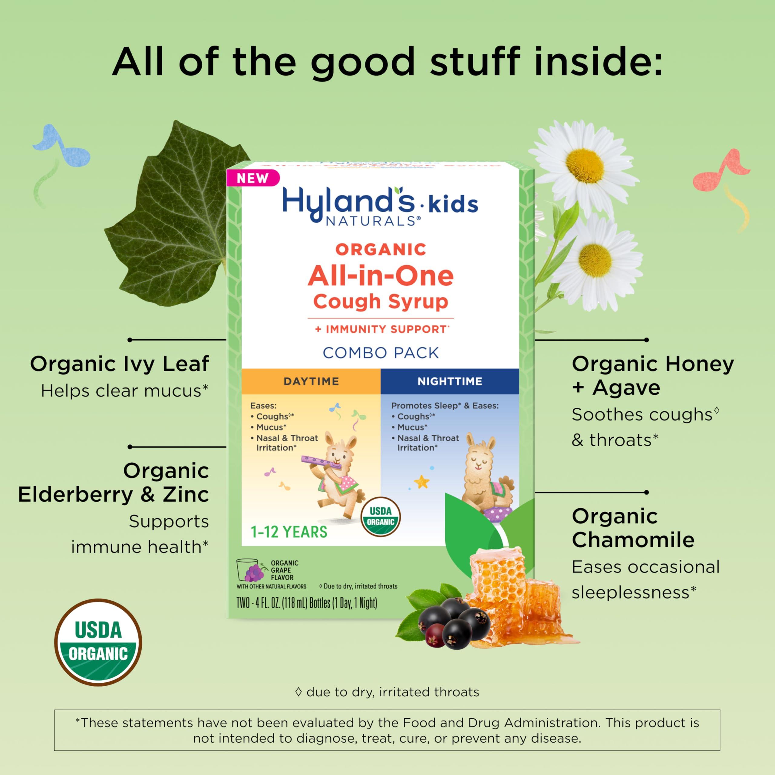 Hyland\'s Hyland\'s Kids Organic All-in-One Grape Cough Syrup Day & Night, Two 4 Ounce Bottles