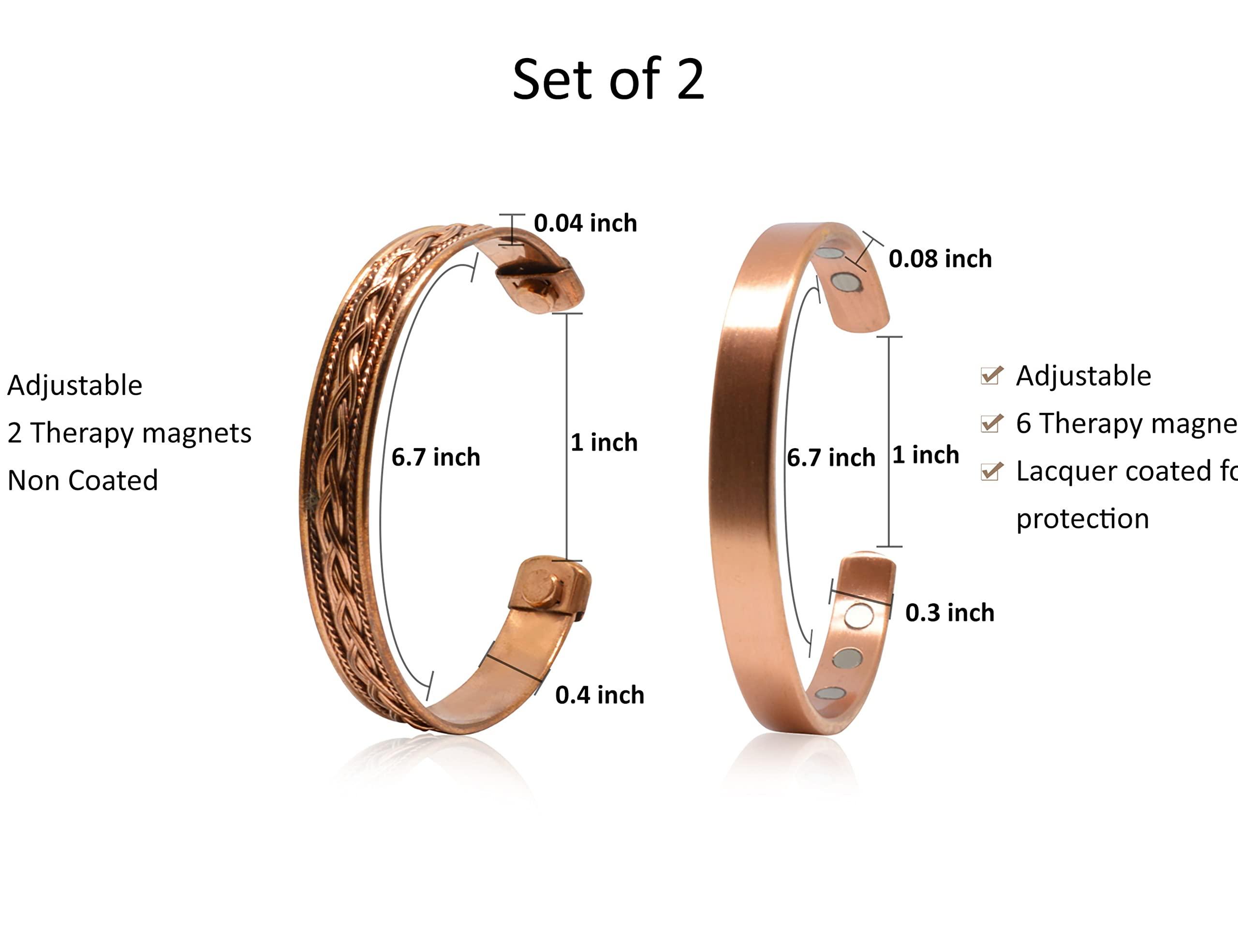 Coppervast Set of 5 Copper Bracelets for Women & Men | Powerful Magnets Effective and Natural Relief