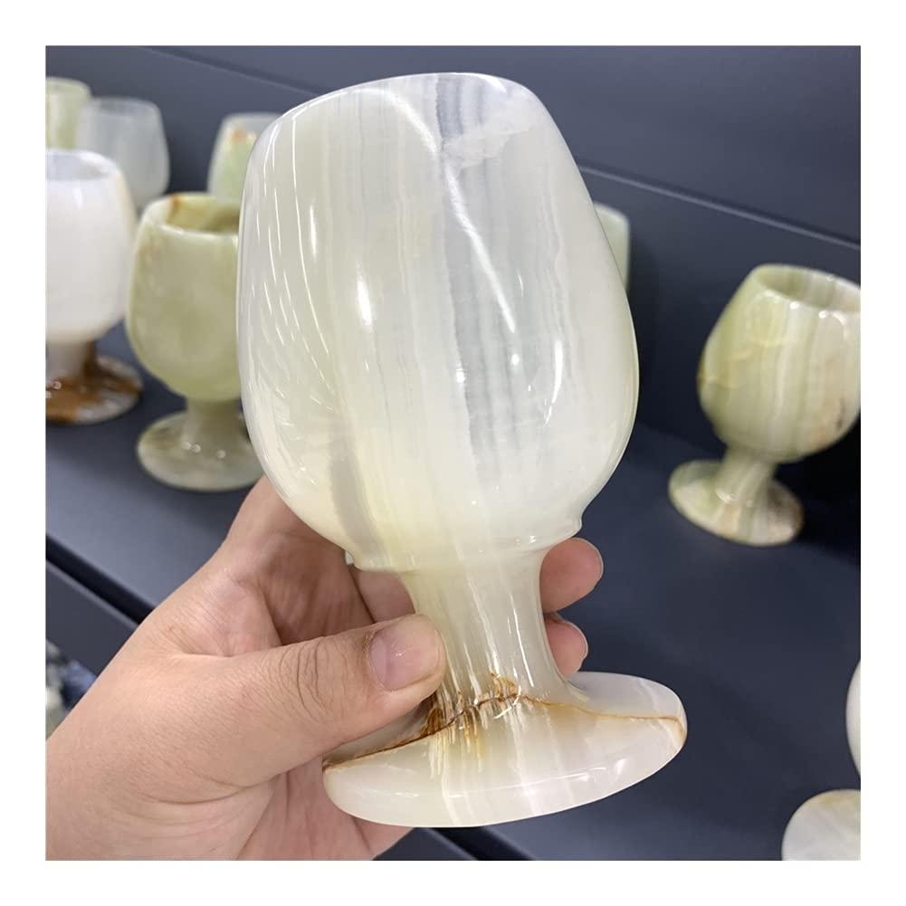 SAIYI SAIYI Decorative Ornaments 5 Inches Afghanistan Jade Goblet Healing Crystal Quartz Cup Reiki Energy Ore for Home Decor (Color : Partial White)
