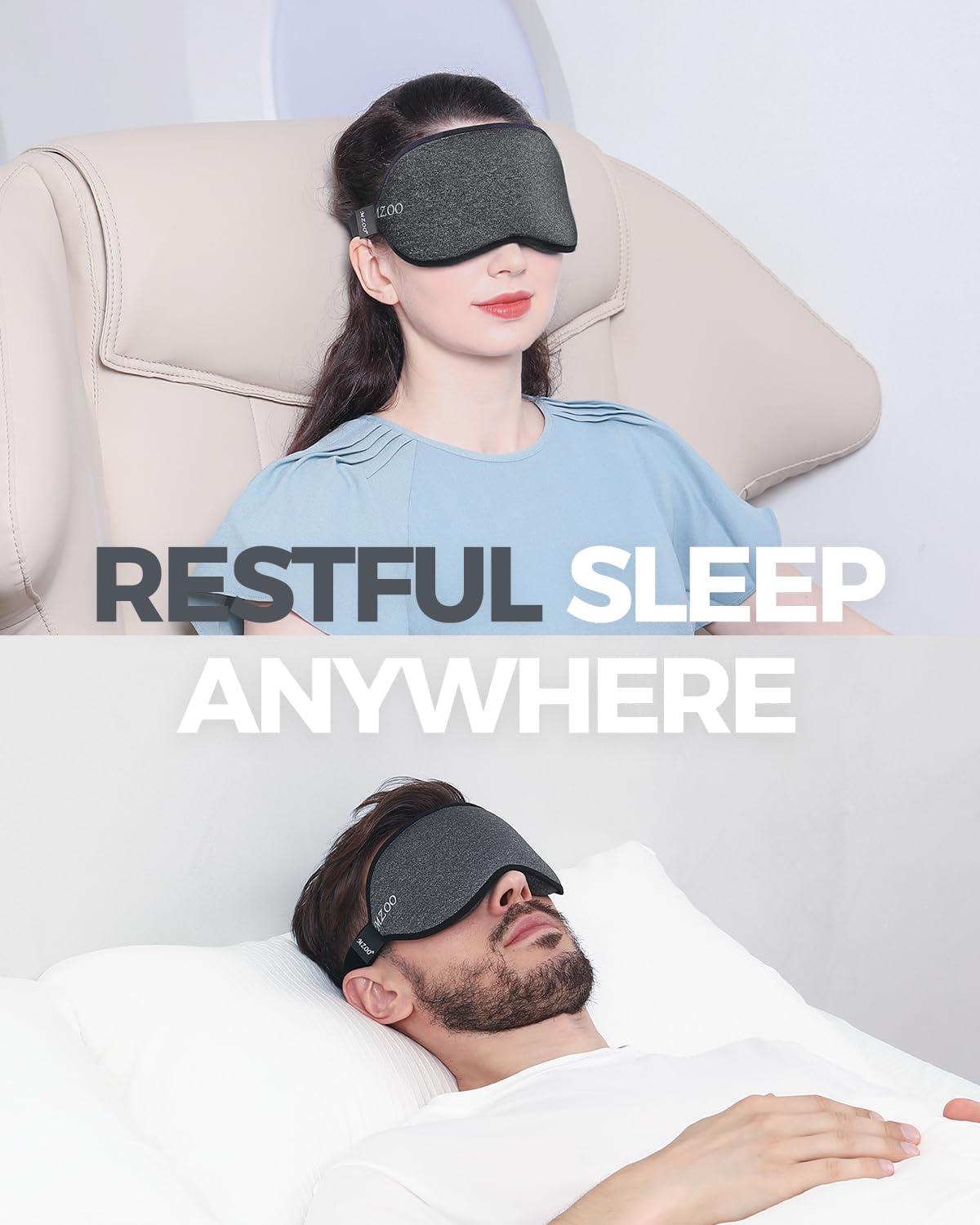 MZOO MZOO Luxury Sleep Mask for Back and Side Sleeper, Completely Block Out Light Sleeping Eye Mask for Women Men, Zero Eye Pressure 3D Contoured Night Blindfold, Breathable & Soft Eye Shade Cover