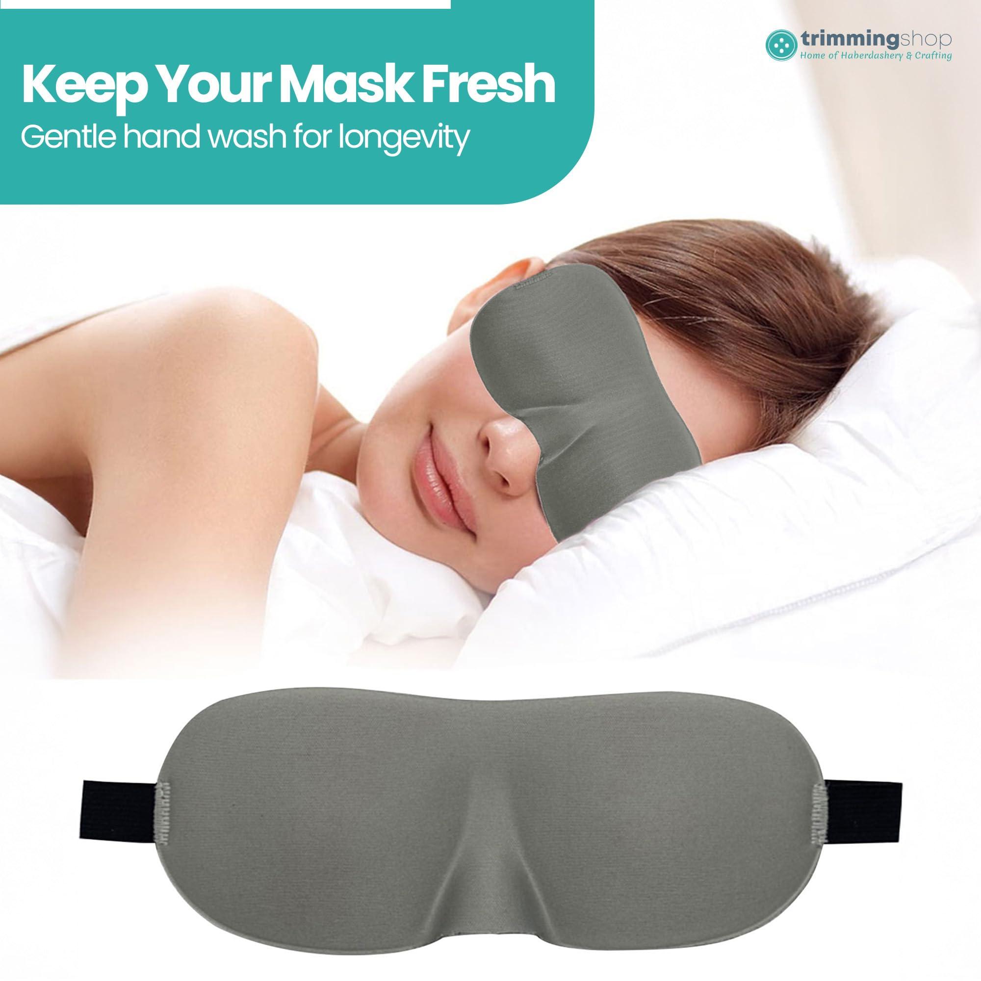 Trimming Shop 3D Contoured Eye Mask for Sleeping, Luxury Blindfold Sleep Mask with Adjustable Strap, Soft and Comfortable Night Eye Mask for Men Women, Light Blocking Eye Blinder for Travel Sleeping, Grey
