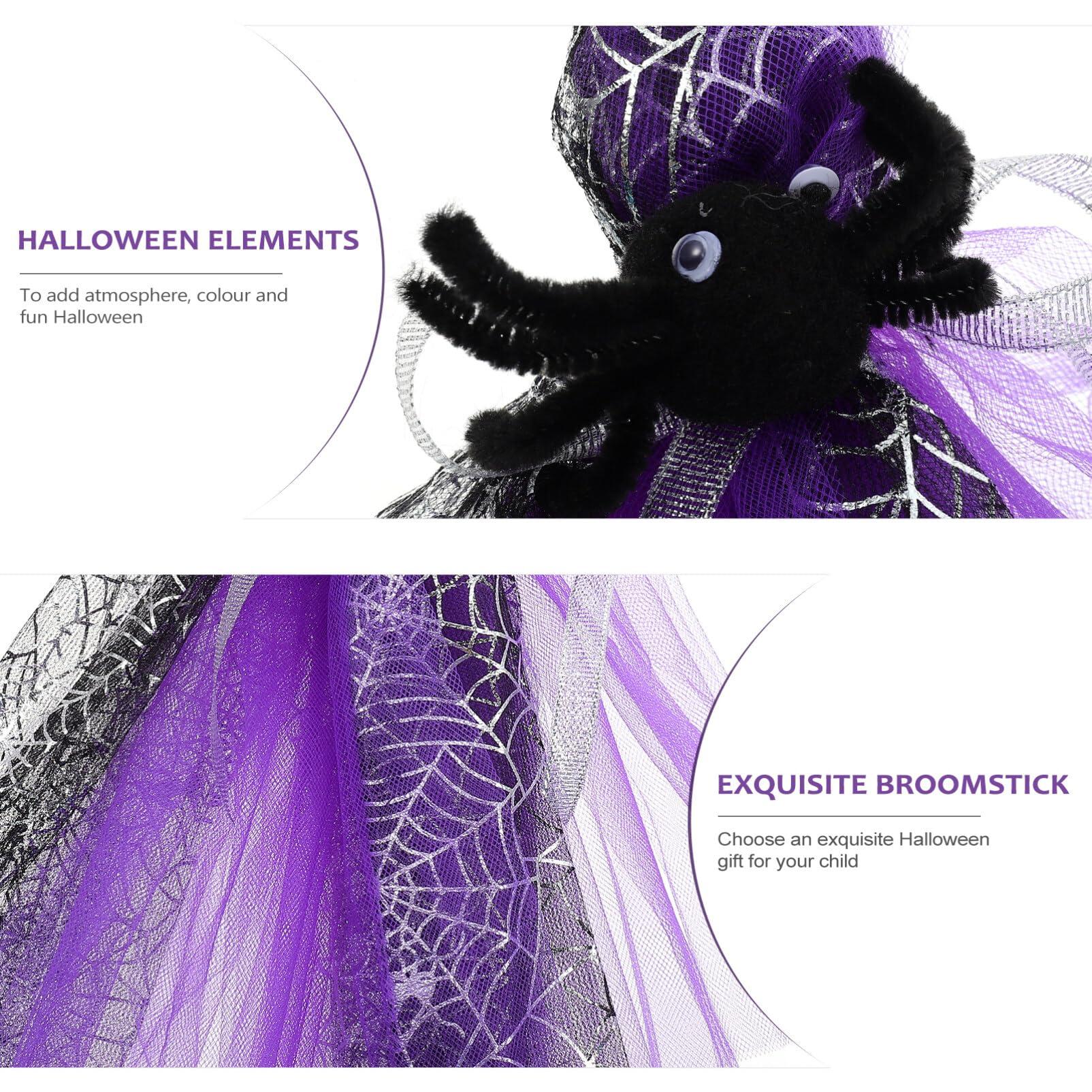 Homoyoyo 1pc Wizard Broom Halloween Besom Prop Women Halloween Decor Witches Broomstick Halloween Witch Besom Witch Broomstick Adult Witch Broom Cosplay Plastic Gauze Child Purple