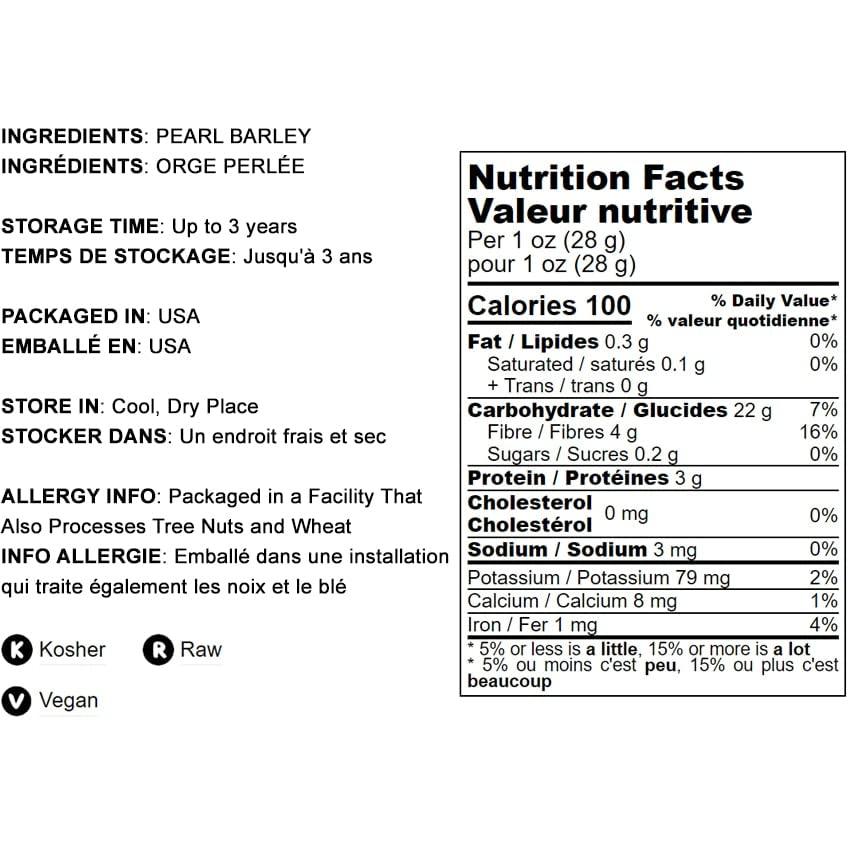Food to Live Pearl Barley, 20 Pounds Processed Hulled Barley, Cereal Grain, Kosher, Vegan, Bulk. Cooks Faster than Hulled Barley. High in Fiber. Great for Soups, Risottos. Product of the USA