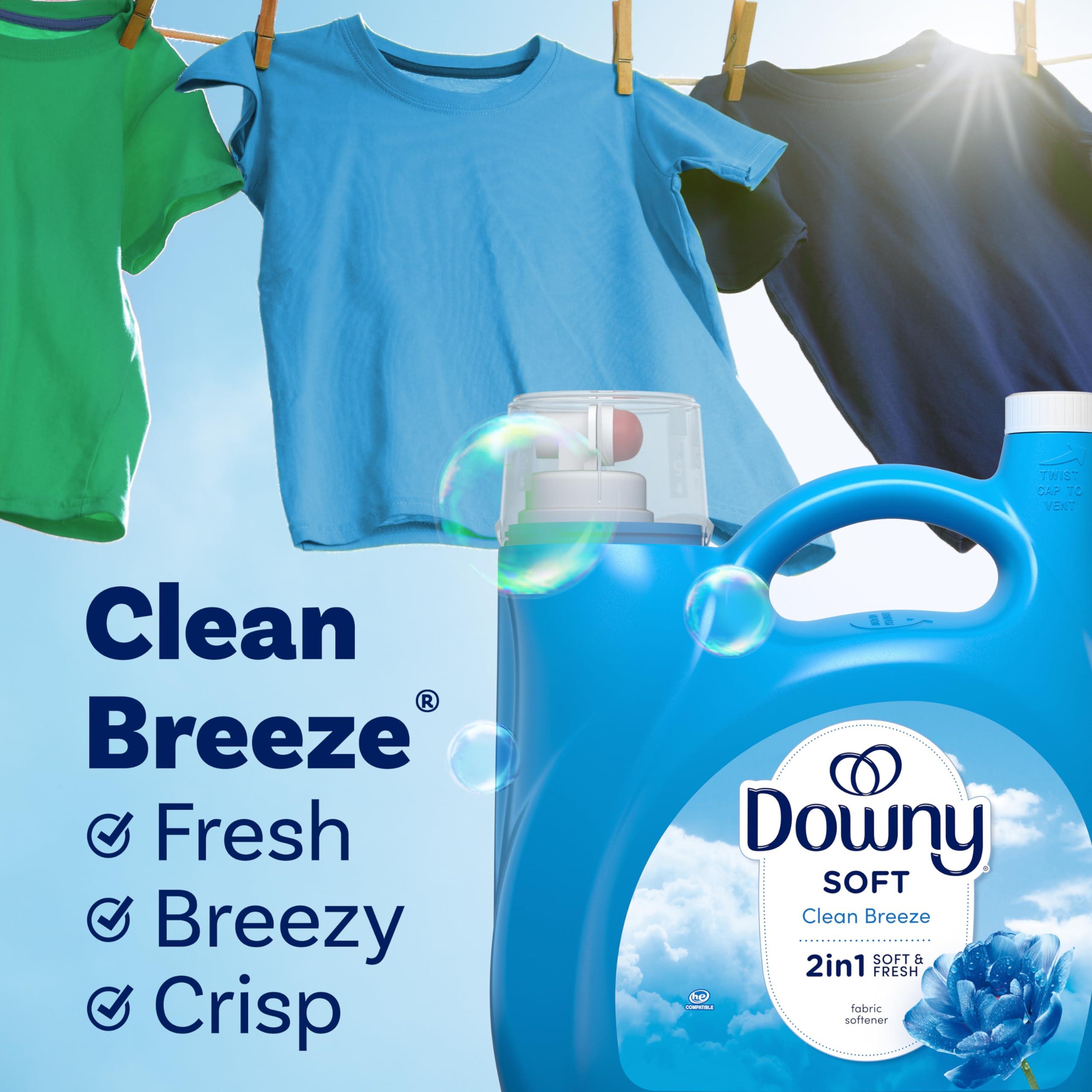 Downy Downy Fabric Softener Liquid, Clean Breeze Scent, 140 fl oz, 190 Loads