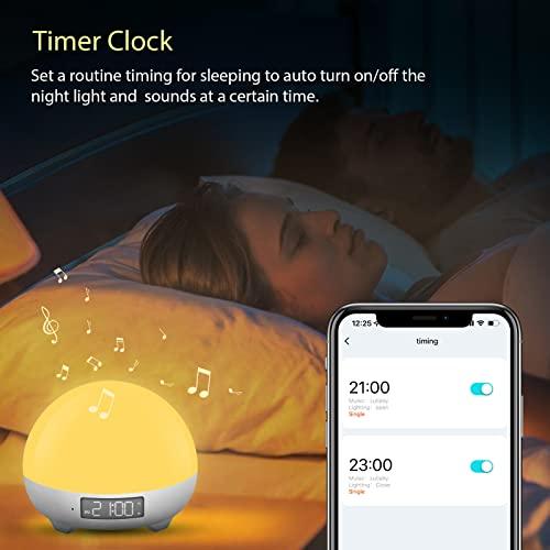 PANAMALAR Panamalar Smart Sound Machine 2 in 1 WiFi White Noise Machine with Night Light 16 Million Colors for Baby Adults Kids, 34 Soothing Sound Sleeping Maker with Baby Cry Detection/Alexa/App/Dimming/Timer