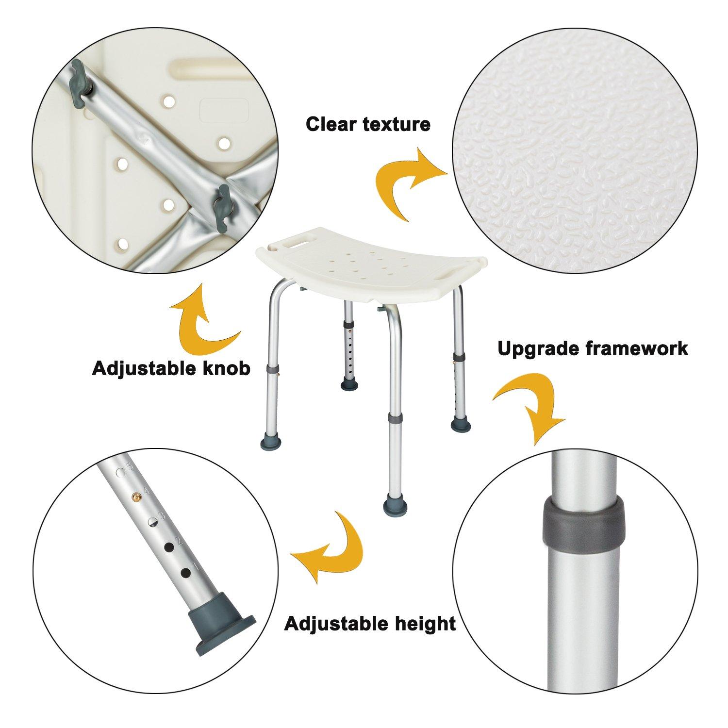 OMECAL OMECAL Upgraded 450 LBS Medical Shower Bath Chair Seat,Stool Transfer Bench Seat, SPA Bathroom Bathtub Chair No-Slip Rectangular