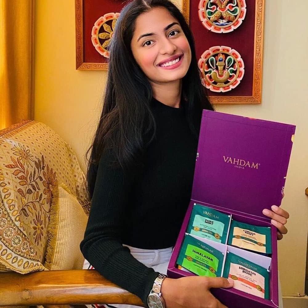 VAHDAM VAHDAM, Assorted Valentines Day Tea Gift Set | Classic Valentine Day Gift Box - 24 Unique Flavor in Individually Wrapped Pyramid Tea Bags | Valentines Day Gifts for Women & Men