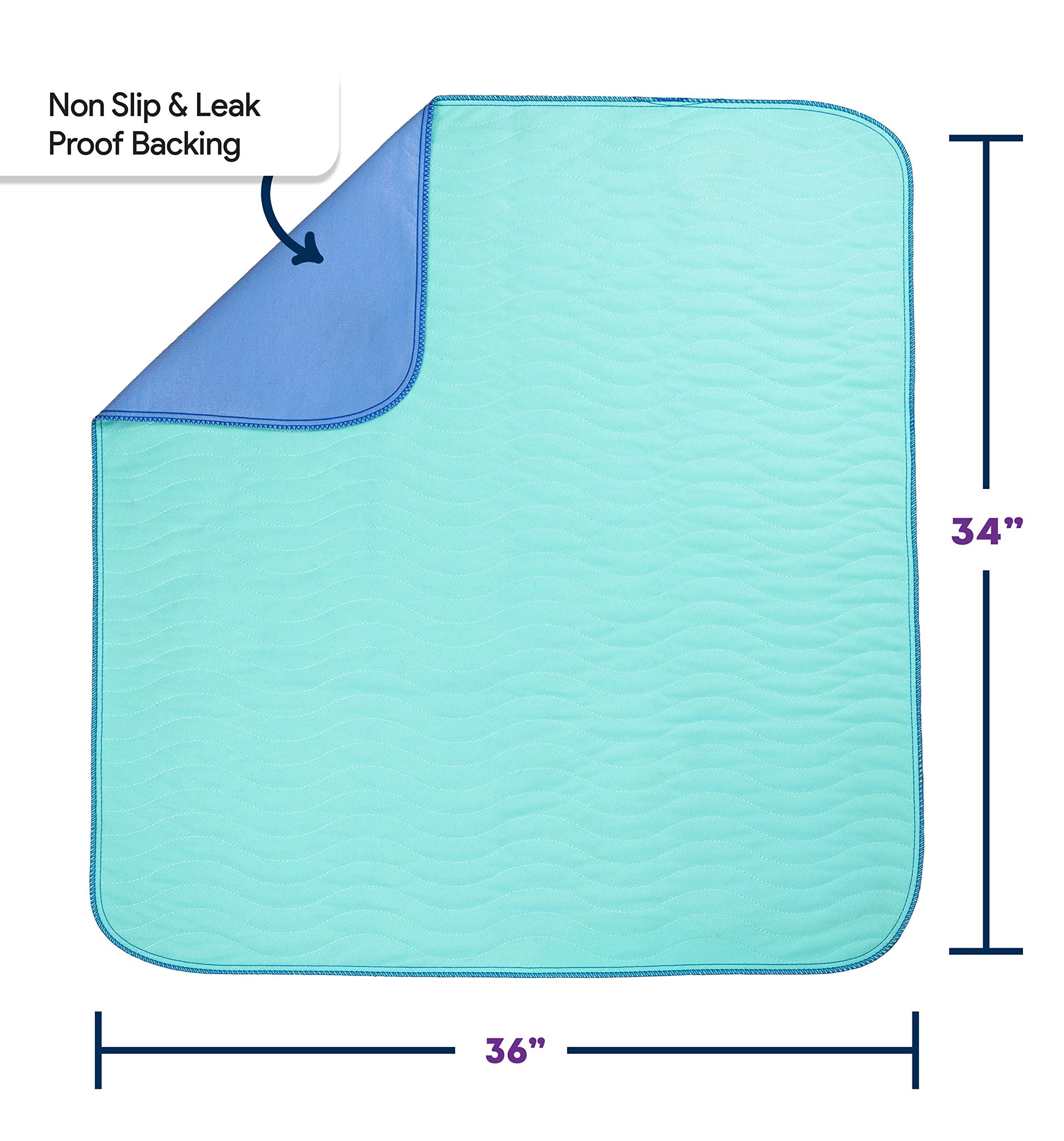IMPROVIA IMPROVIA® Washable Underpads, 34" x 36" (Pack of 6) - Heavy Absorbency Reusable Incontinence Pads for Kids, Adults, Elderly, and Pets - Waterproof Protective Pad for Bed, Couch, Sofa, Furniture, Floor