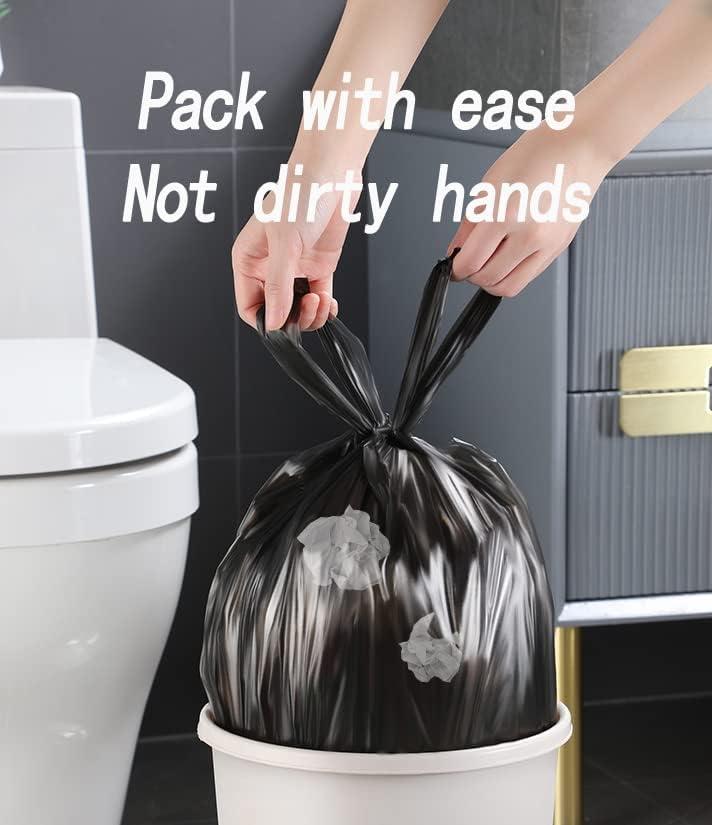BIAUYEGNW Small Black Trash Bags,Thicken Value 4 Gallon Trash Bag with Handle,200 Counts Small Garbage Bags Wastebasket Trash Can for Bathroom Bedroom Office Kitchen
