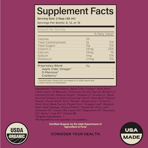 Complete Natural Products Complete Natural Urinary Tract Complete 12oz - Liquid Supplement for Urinary Tract Health with Organic Cranberry, D-Mannose, Beet Root, Fennel Seed, and Turmeric