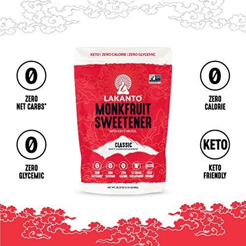 Lakanto Lakanto Classic Monk Fruit Sweetener with Erythritol - White Sugar Substitute, Zero Calorie, Keto Diet Friendly, Zero Net Carbs, Baking, Extract, Sugar Replacement (Classic White - 1.76 lb Pack of 3)