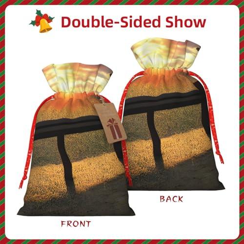 SSIMOO Lonely Bench Sunset Reusable Christmas Gift Bags,Elegant Artistic Craft,Your Go-To Solution For Gift Packaging
