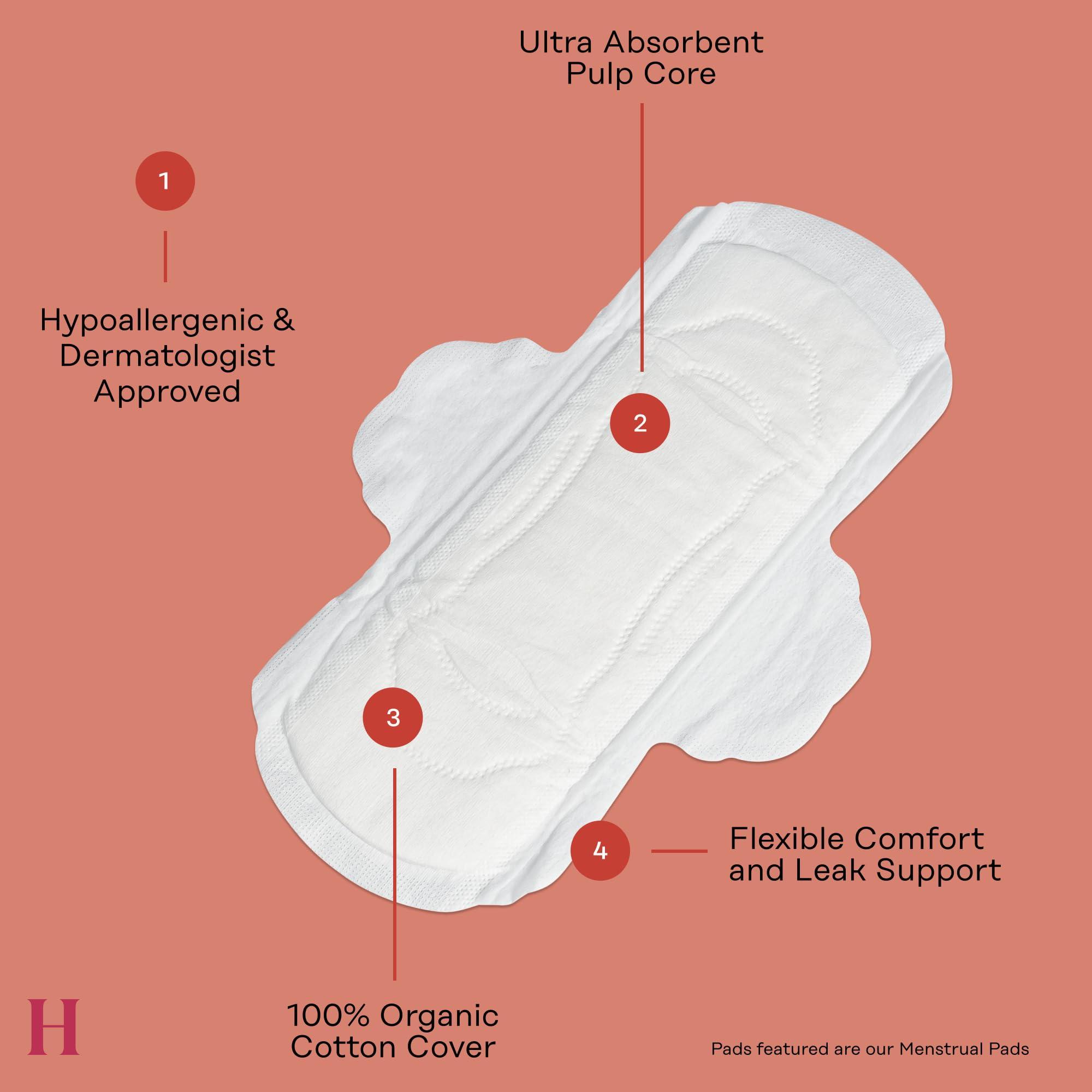 The Honey Pot Company The Honey Pot Company - Pads for Women - Non-Herbal Overnight & Regular Flow Bundle - Organic Cotton Cover & Ultra-Absorbent Pulp Core - Sanitary Pads for Women - Feminine Care - FSA & HSA Eligible