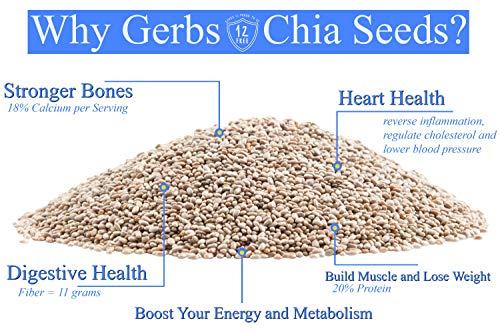 GERBS GERBS Raw White Chia Seeds 2 LBS. Premium Grade | Freshly Harvested & Packaged in Resealable Bulk Bag | Non-GMO, Keto & Paleo Cleared |Great with yogurt, smoothies & oatmeal | Gluten Peanut Free