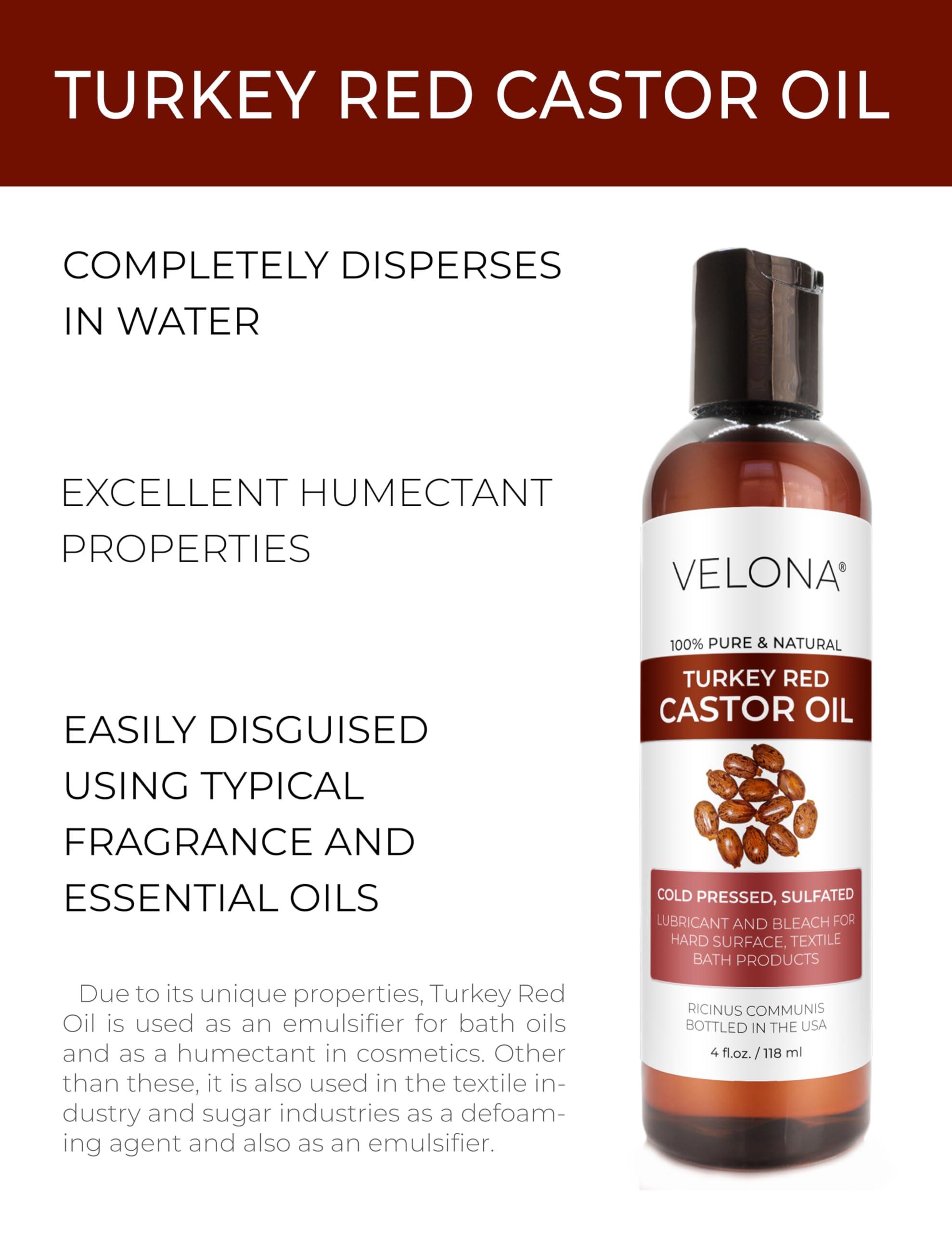 velona velona Castor Oil Turkey Red 4 oz | 100% Pure and Natural Carrier Oil | Cold Pressed | Hair, Body and Skin Care | Use Today - Enjoy Results