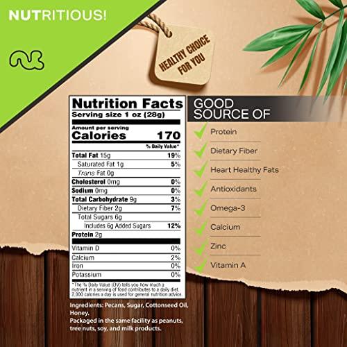 Nut Cravings NUT CRAVINGS - Candied Pecans Honey Glazed Praline, No Shell (16oz - 1 LB) Bulk Nuts Packed Fresh in Resealable Bag - Healthy Protein Food Snack, All Natural, Keto Friendly, Vegan, Kosher