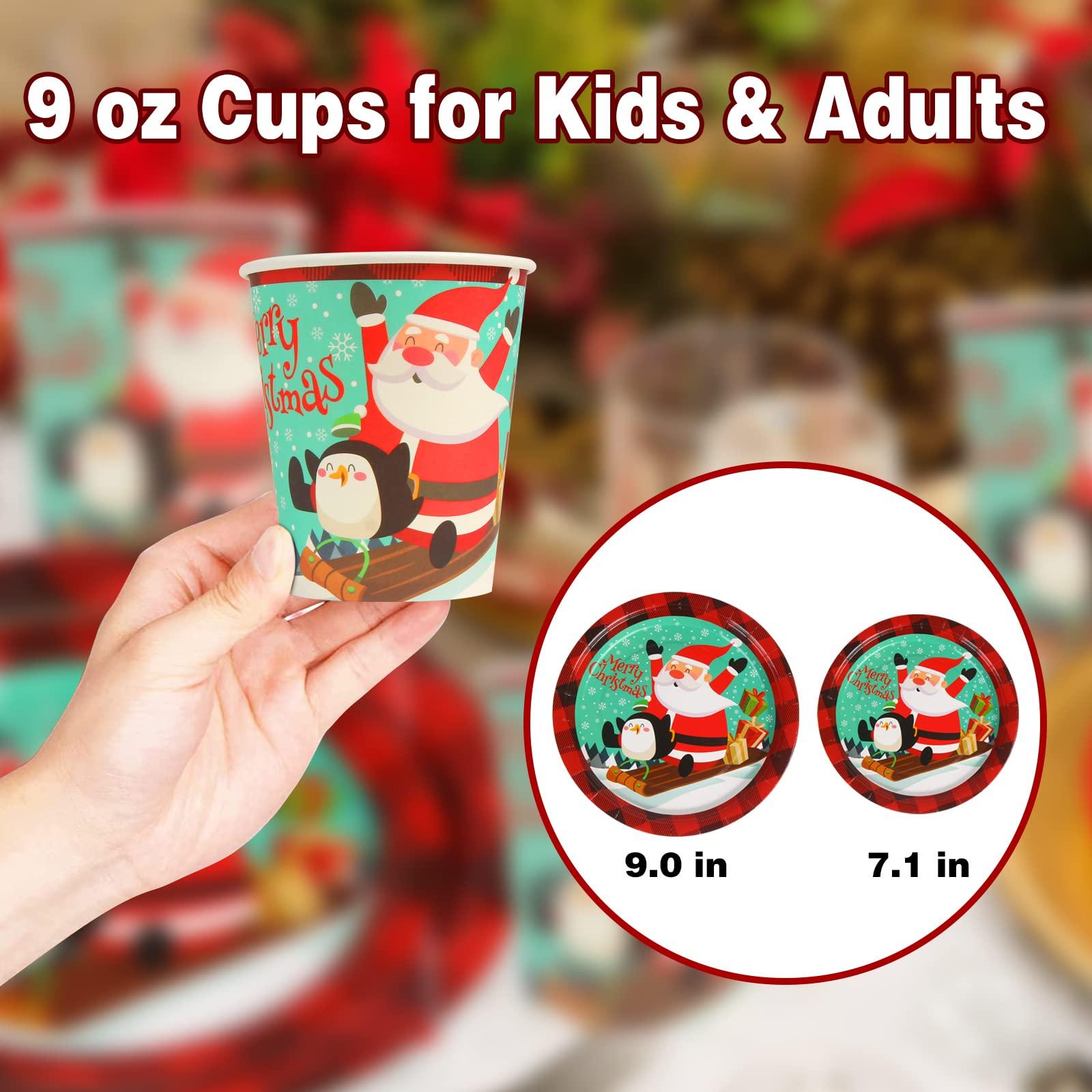 DIYASY DIYASY Christmas Paper Plates and Napkins, 96 Pack Disposable Plates Dinnerware Heavy Duty Christmas Dessert Dinner Plate Bulk for 24 Guests Party Set