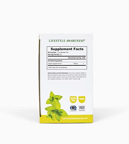 Lifestyle Awareness Lifestyle Awareness Organic Peppermint Tea, Caffeine Free, 20 Tea Bags, Pack of 6
