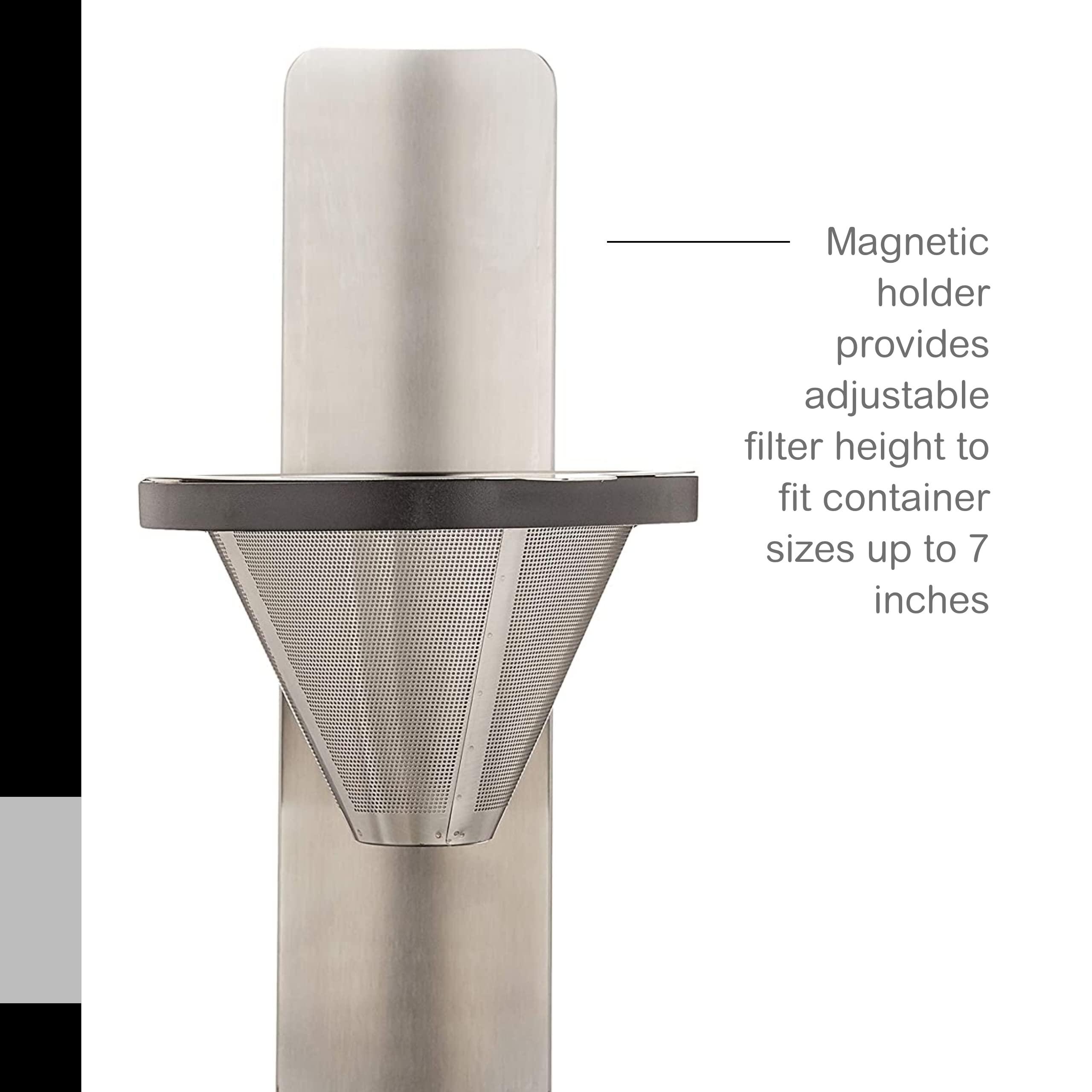 AdHoc AdHoc Mr. Brew Pour-Over Coffee Maker - Double-Walled Stainless Steel Filter for Full Flavor - Accessory for Pour-Over Coffee - Magnetic Holder for Paper Filters