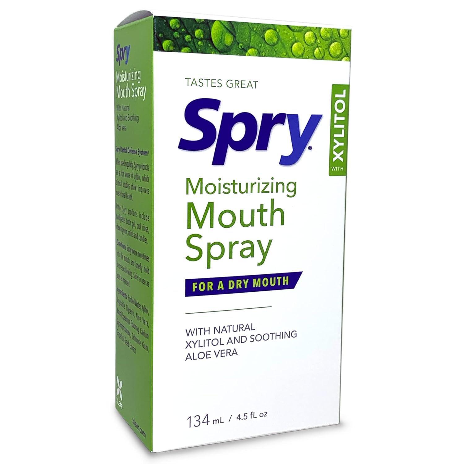 Xlear Spry Xylitol Moisturizing Bad Breath Mouth Spray, Bad Breath Treatment Oral Breath Spray with Natural Spearmint, 4.5 fl.oz (Pack of 1)
