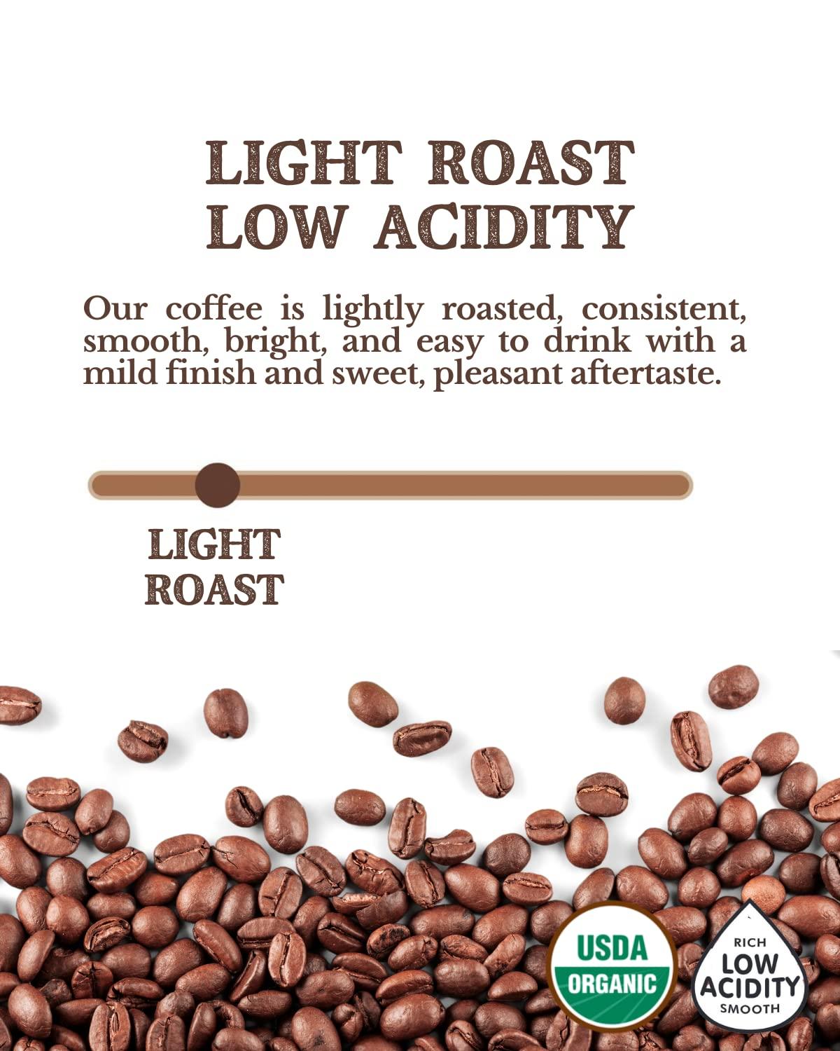 Cafe Don Pablo Subtle Earth Organic Coffee - Light Roast - Whole Bean Coffee - 100% Arabica Beans - Low Acidity and Non-GMO - 5lb bag
