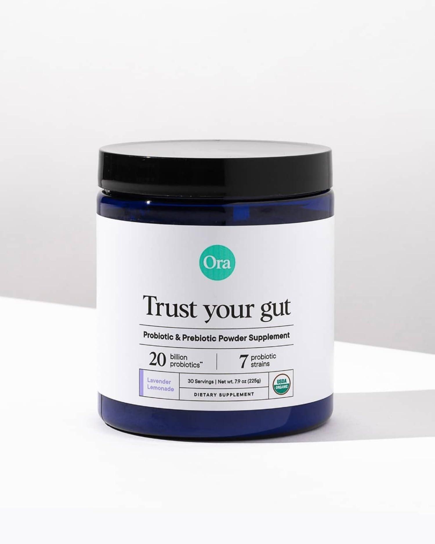 Ora Organic Ora Organic Prebiotic and Probiotic Powder Supplement - 20 Billion Probiotics, 7 Strains for Best Prebiotic Powder, Non-GMO, Probiotics for Women, Men & Kids - Lavender Lemonade Flavor, 30 Servings